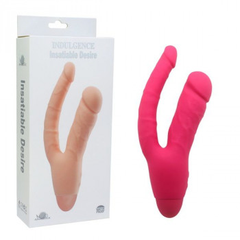 Розовый двойной вибратор Indulgence Insatiable Desire - 21,5 см.